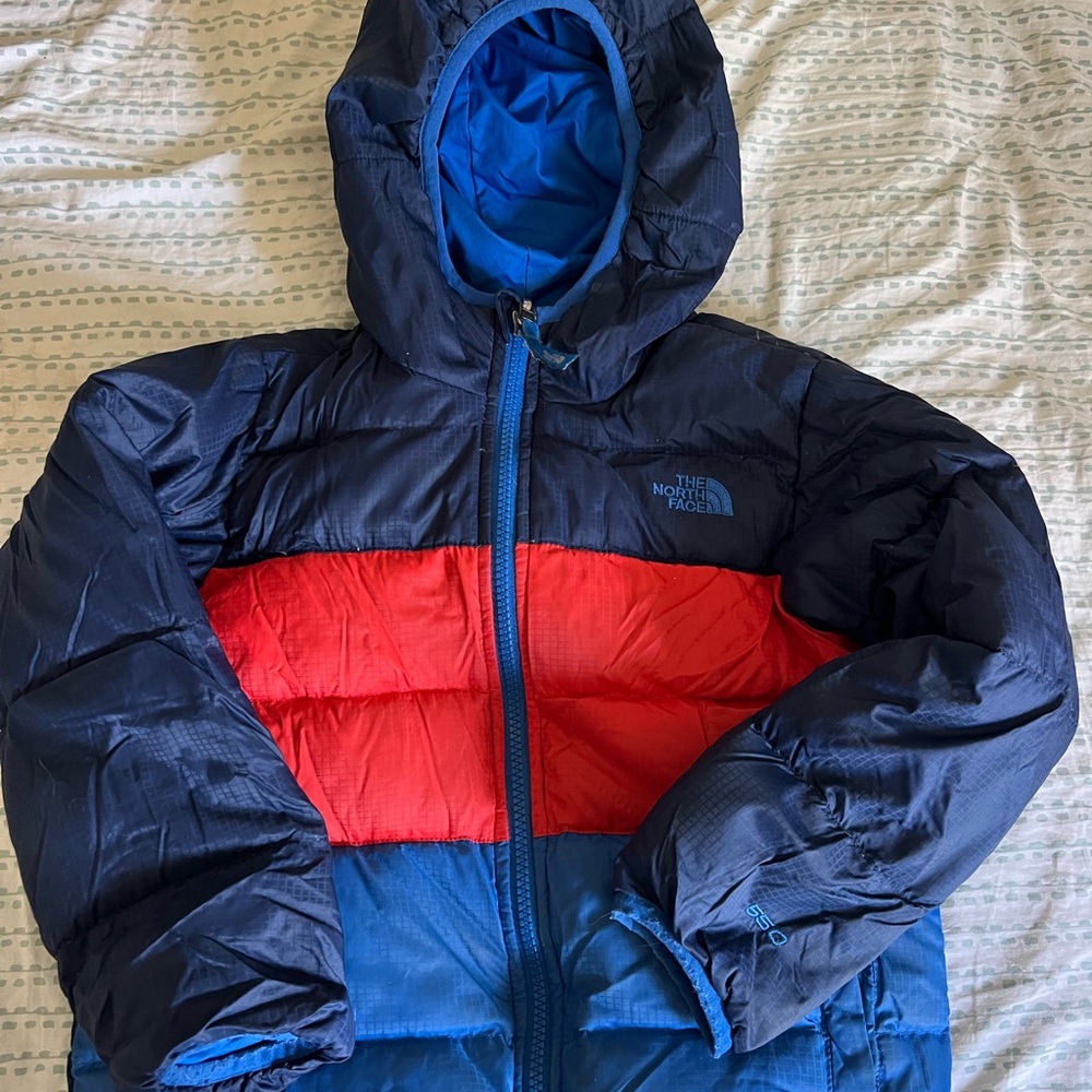 The North Face Navy and Red Hooded Jacket